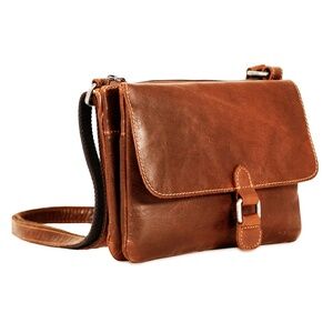 Jack Georges - VOYAGER Honey Brown Leather Mini Crossbody Bag